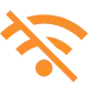 Ícone de modo offline com símbolo de Wi-Fi cortado em laranja.