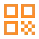 Ícone de QR Code em laranja representando autenticação por código visual.