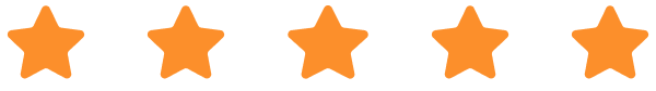 Avaliação com cinco estrelas destacadas na cor laranja.