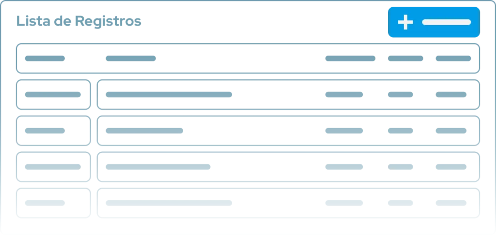 Lista de registros e documentos organizados em tabela digital no sistema Facilita Ponto.